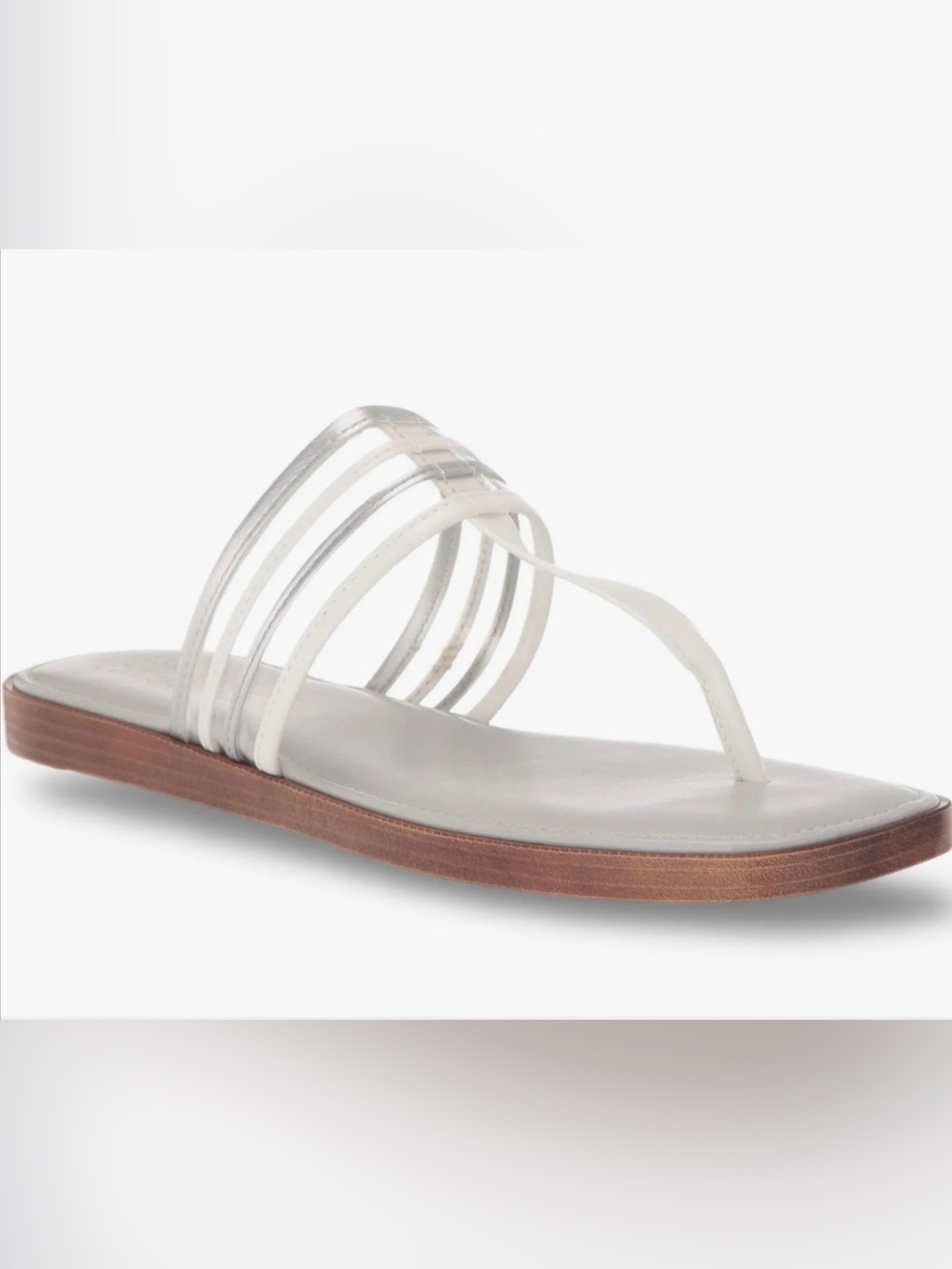 Tuscany by Easy Street (made in Italy) Antea White & Silver Strappy Sandal NIB
